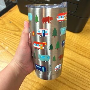 Carson brand metal coffee mug camper themed